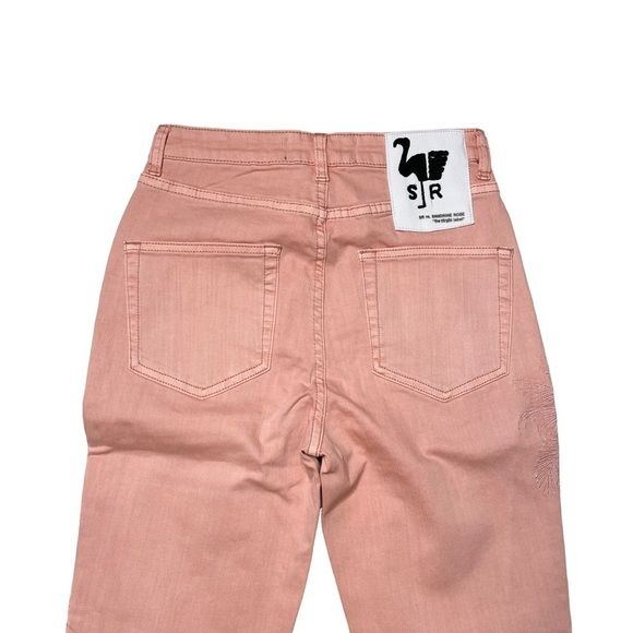 Free People X Sandrine Rose Pink Palm Tree Embroidered Skinny Jeans - Picture 6 of 9